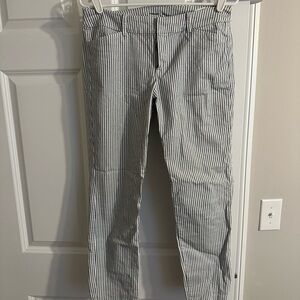 Old Navy Pixie Chino Blue and White Striped Ankle Pants